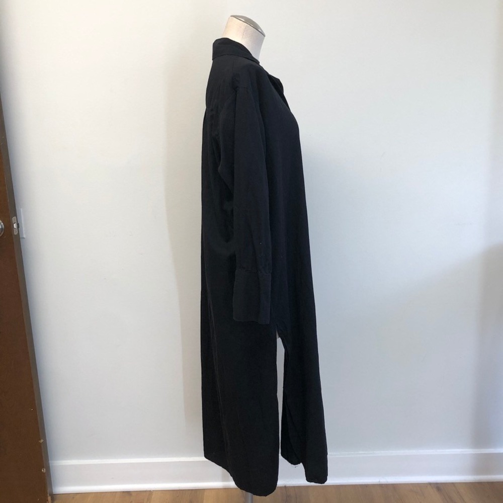 Stillwater Shirt Dress Womens Small Black Cotton Long Sleeve Maxi Lagenlook - Picture 4 of 9